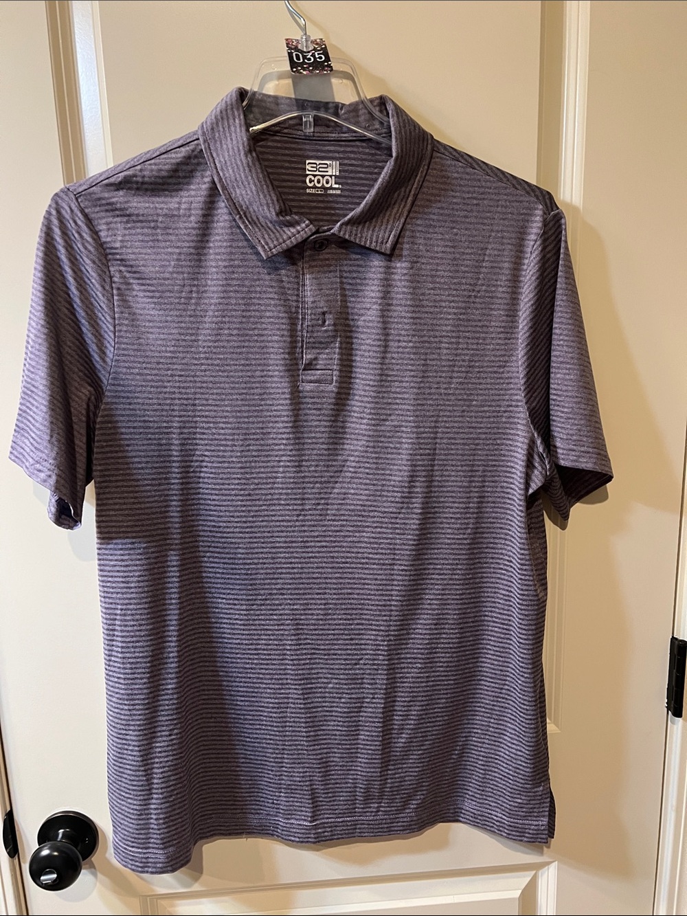 Cool Comfort Men's Short Sleeve Polo - purple stripes  H035